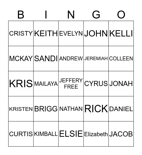 FAMILY BINGO Card