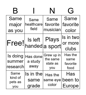 AED Bingo Card