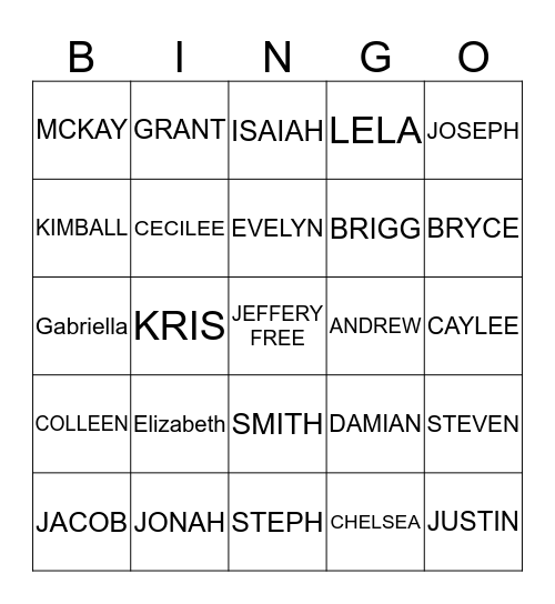 FAMILY BINGO Card