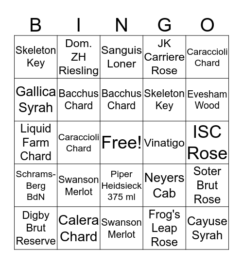 Spring Cleaning in the Cellar  Bingo Card