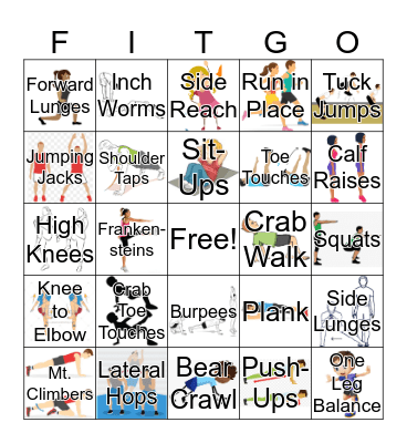 Fitness Bingo Card