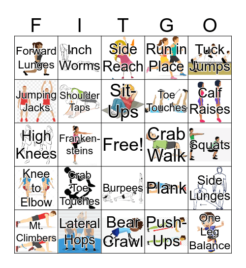 Fitness Bingo Card