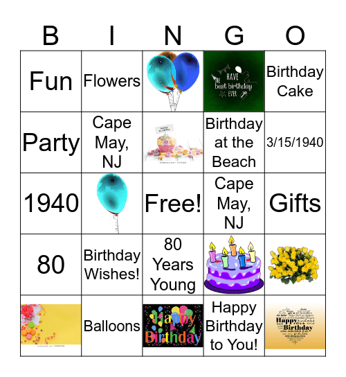 Mama's Birthday Bingo Card