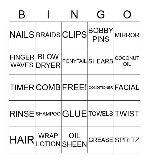 BEAUTY BINGO Card