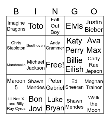 Pop Bingo Card