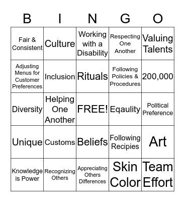 Diversity & Inclusion Bingo Card