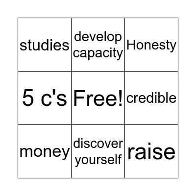 Credibility Bingo Card