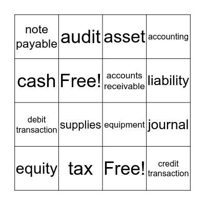 Accounting Principles  Bingo Card