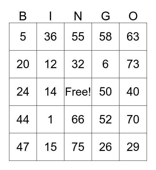 Blingo  Bingo Card