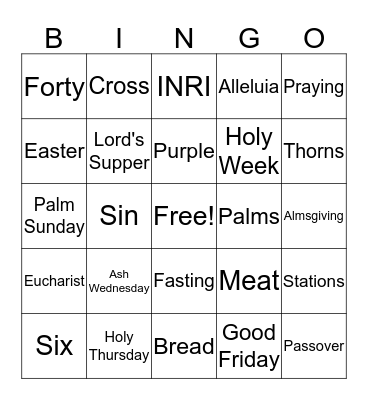 Lent Bingo Card