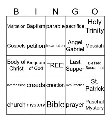 Alive in Christ - Grade 3 Bingo Card