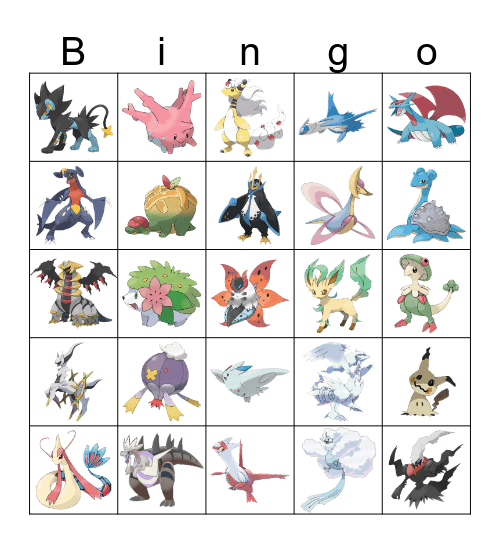 Corgismomo's favorite pokemon Bingo Card
