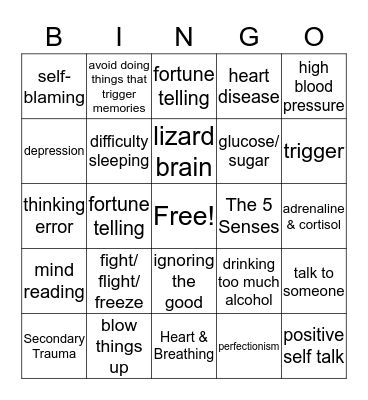 Coping With Stress Bingo Card