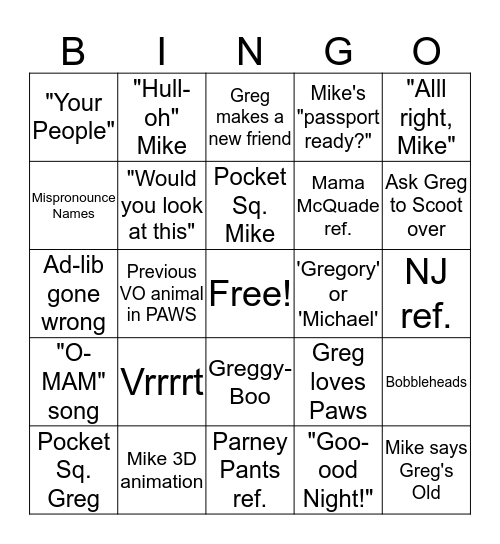 Weekend Bingo Card