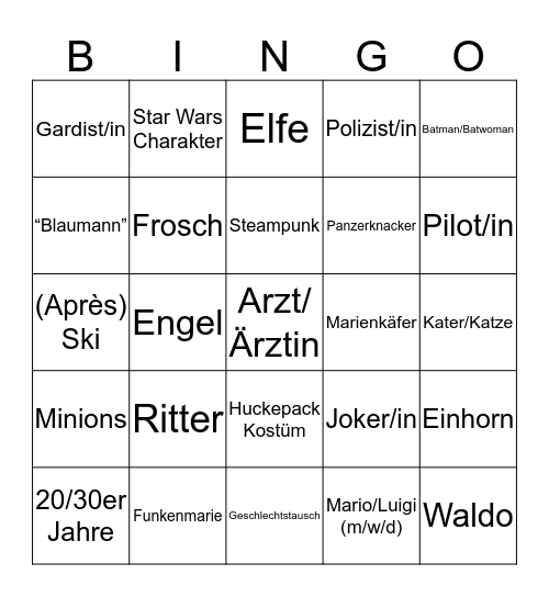 Fastnachtsbingo Card