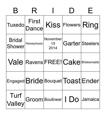 Molly's Bridal Shower Bingo Card