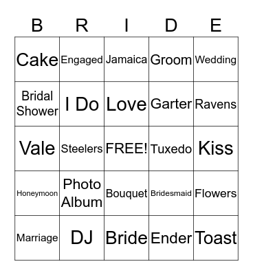 Molly's Bridal Shower Bingo Card