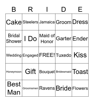 Molly's Bridal Shower Bingo Card