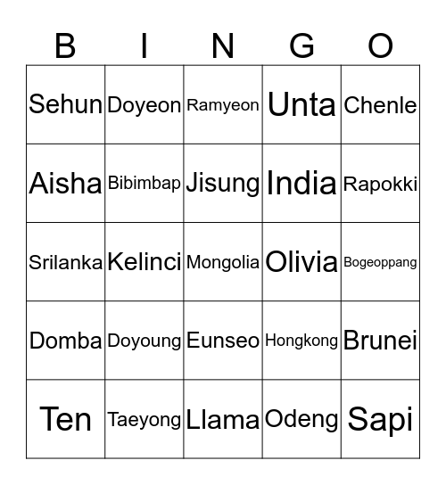 Ganteng Bingo Card