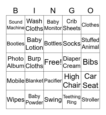 Baby Bingo Card