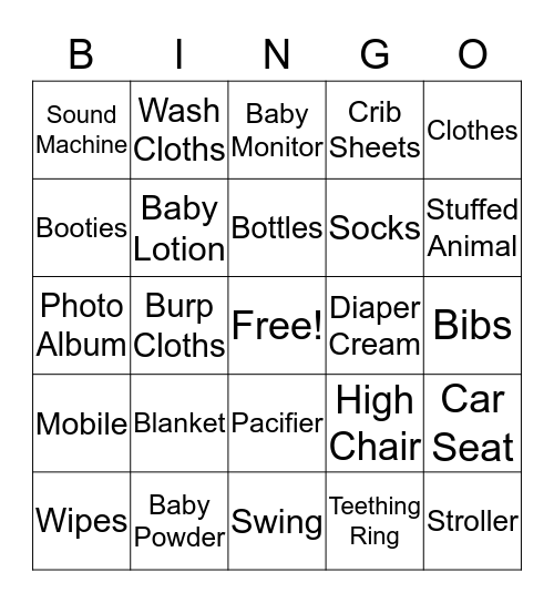 Baby Bingo Card