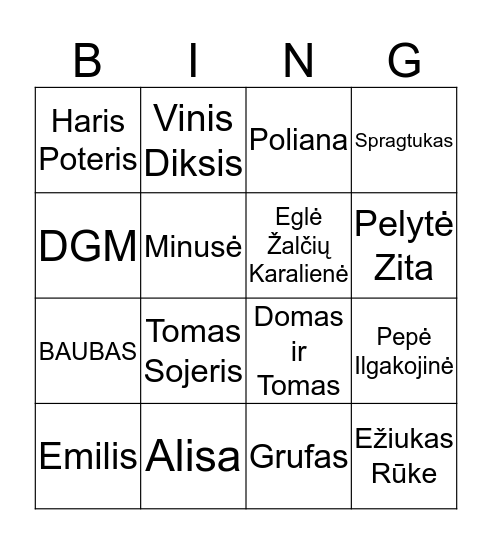 Literatūra Bingo Card