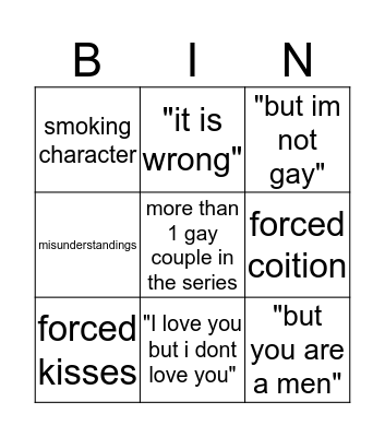 Yaoi Bullshit Bingo Card