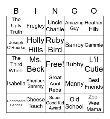 Awesome Friendly Kid Bingo Card