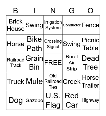 Railroad Track Bingo Card