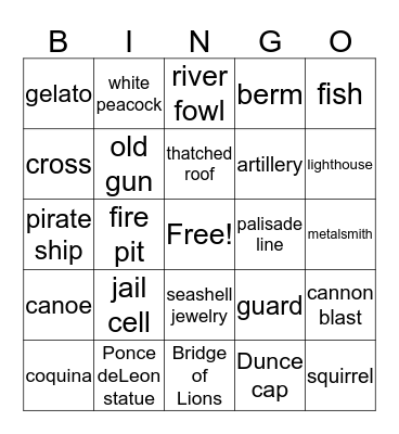 St. Augustine Bingo Card