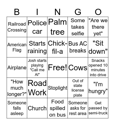 Road to Epworth Bingo Card