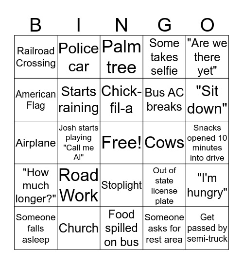 Road to Epworth Bingo Card