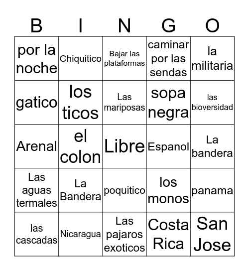 Vocab  Bingo Card