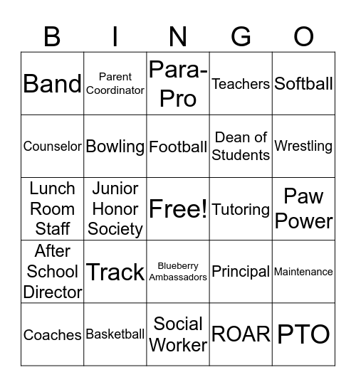 BENDLE BINGO Card