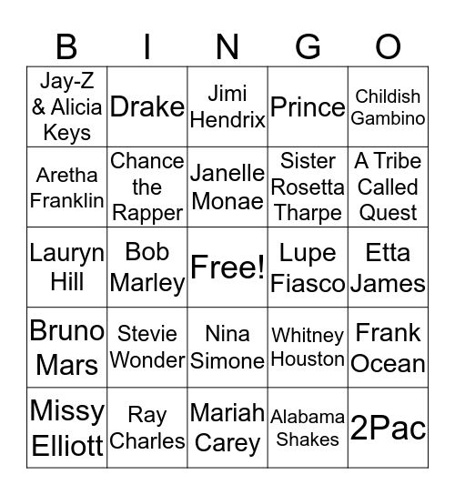 Black History Month Bingo Card