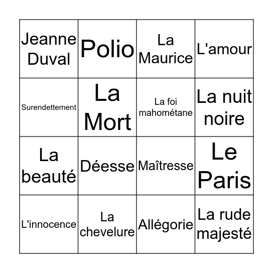 Charles Baudelaire Bingo Card