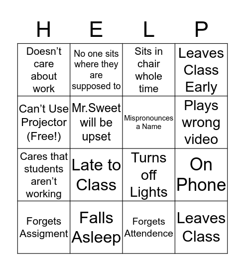 Mr.Flanagan Bingo Card