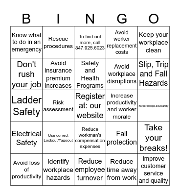 HARPERCOLLEGE.EDU/SAFETY Bingo Card