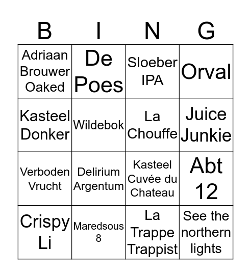Bierweek 2020 Bingo Card