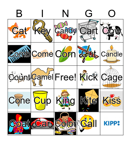 Initial /k/ Bingo Card