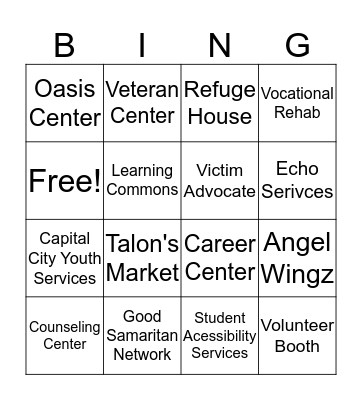 Resource Fair  Bingo Card