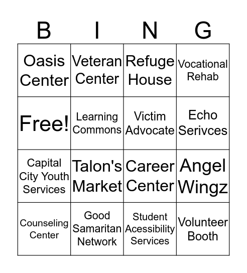 Resource Fair  Bingo Card