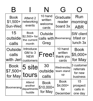 SALES BINGO Card