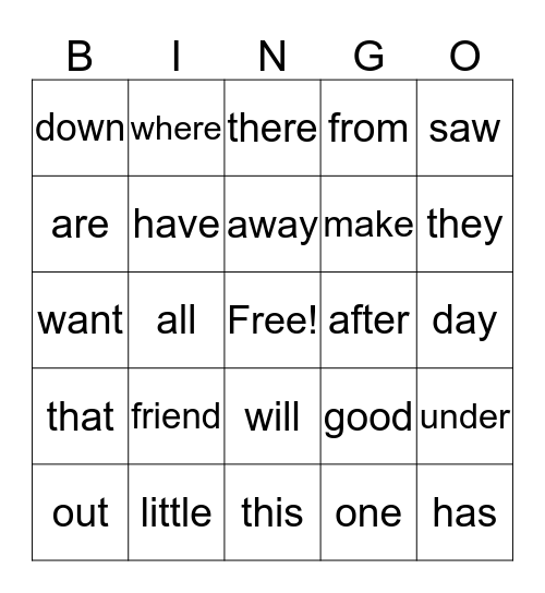 Sight Word Bingo - Fall Bingo Card