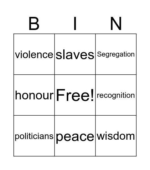 Martin Luther King Jr. Bingo Card