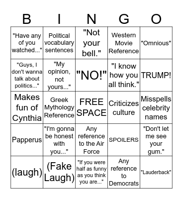 English Bingo Card Bingo Card