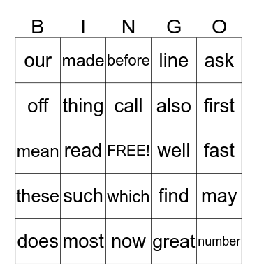 Sight Words Bingo - Spring Bingo Card