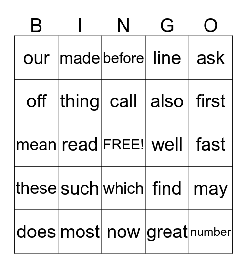 Sight Words Bingo - Spring Bingo Card