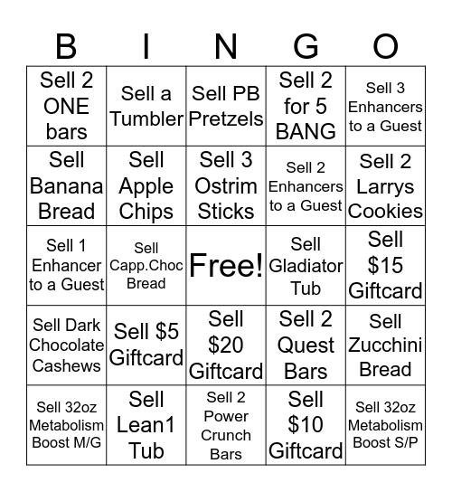 Retial Bingo Card