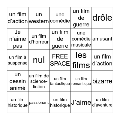 Le Cinema Bingo Card
